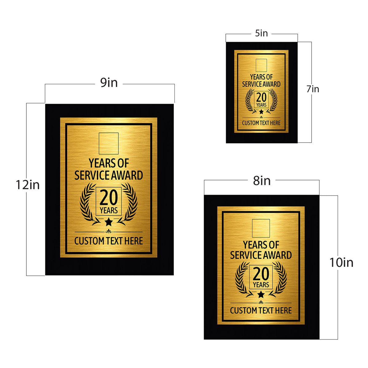 Years of Service Award Plaque — 20 Years Award Personalized (Black) Wall Plaque With Easel Acrylic Stand | Workplace Recognition Ceremonies Award Plaques