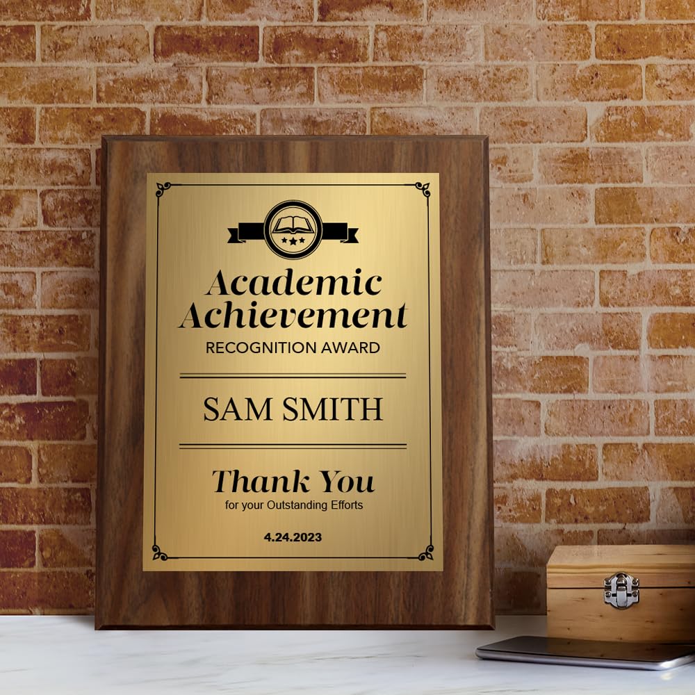 Signs ByLITA Customizable Award Wooden Plaque | Easel Mount Option | For Winners of Academic Awards Certificates and Achievements | End of year Recognition Gift For Students