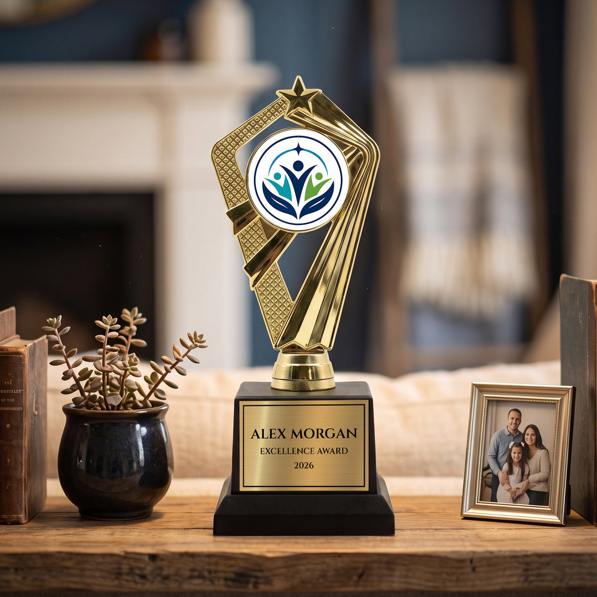 All Quality Custom Logo Trophy, Blank Insert for Your Own Logo — Personalized Corporate & Branded Recognition Award