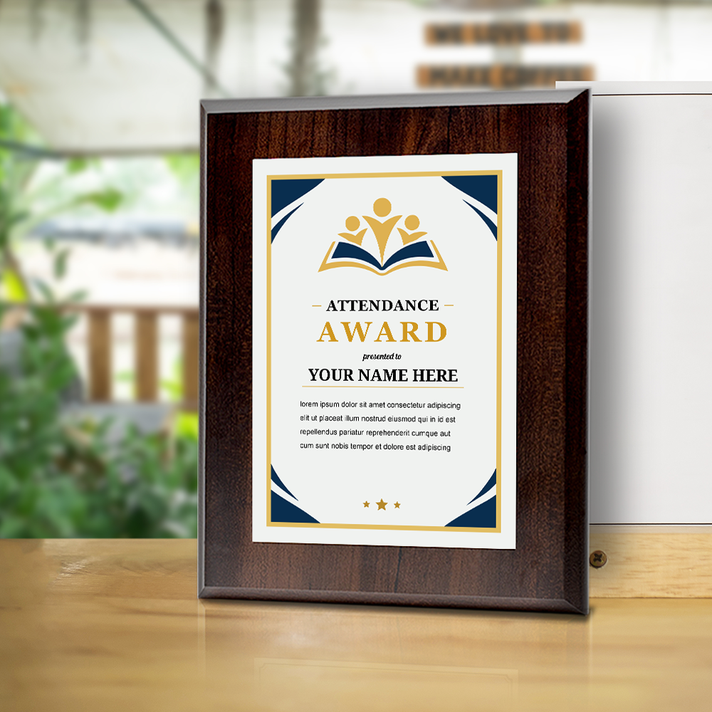 Attendance Award' Award Personalized Wall Plaque With Easel Acrylic Stand | Education Recognition School Award Plaques