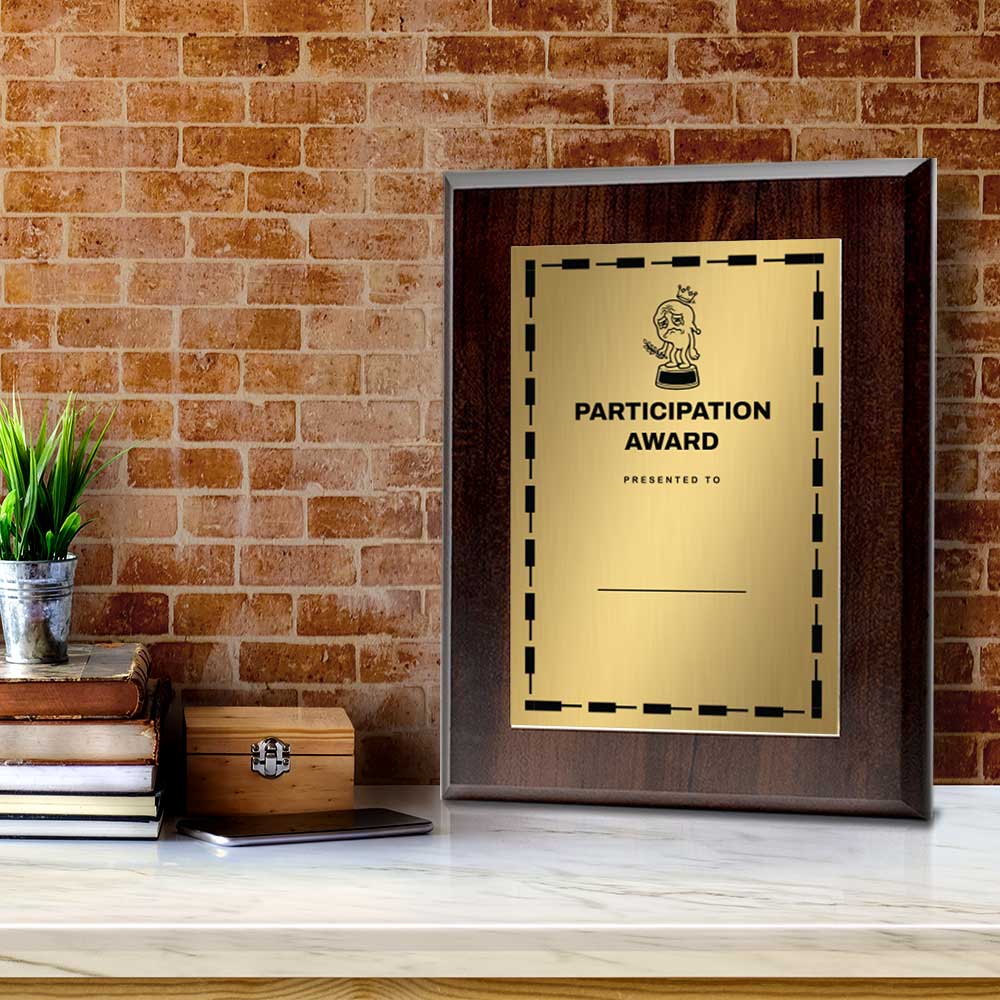Participation Award' Personalized Wall Plaque With Easel Acrylic Stand | Novelty/Funny Office Award Plaques