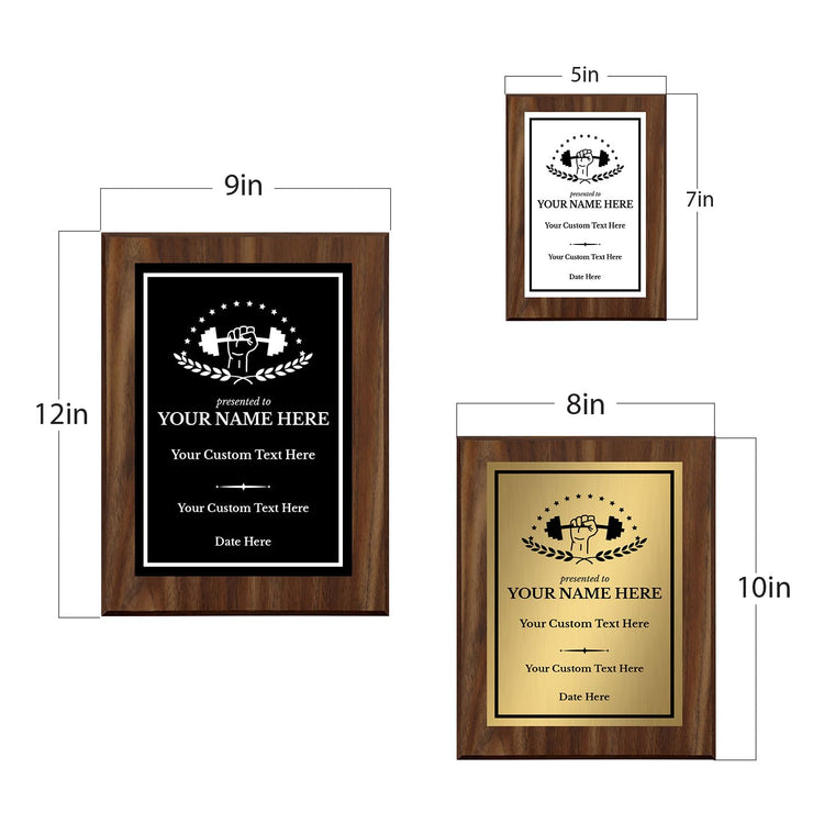 Powerlifting Customizable Wooden Award Plaque | Easel Mount Option | Achievement and Recognition Personalizable Plaques