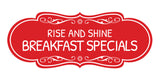 Signs ByLITA Designer Rise and Shine: Breakfast Specials Durable ABS Plastic Laser Engraved Easy Installation Elegant Design Wall or Door Sign