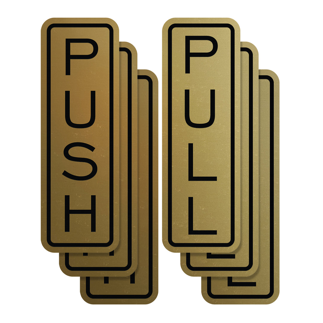 Signs ByLITA Classic Vertical Push Pull Self-Adhesive Door Sign for Businesses, Shops, Restaurants, Hotels and more (3 Pack) Wall or Door Sign