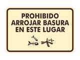 Signs ByLITA Classic Framed Prohibido Arrojar Basura en Este Lugar Graphic Spanish Security Wall or Door Sign