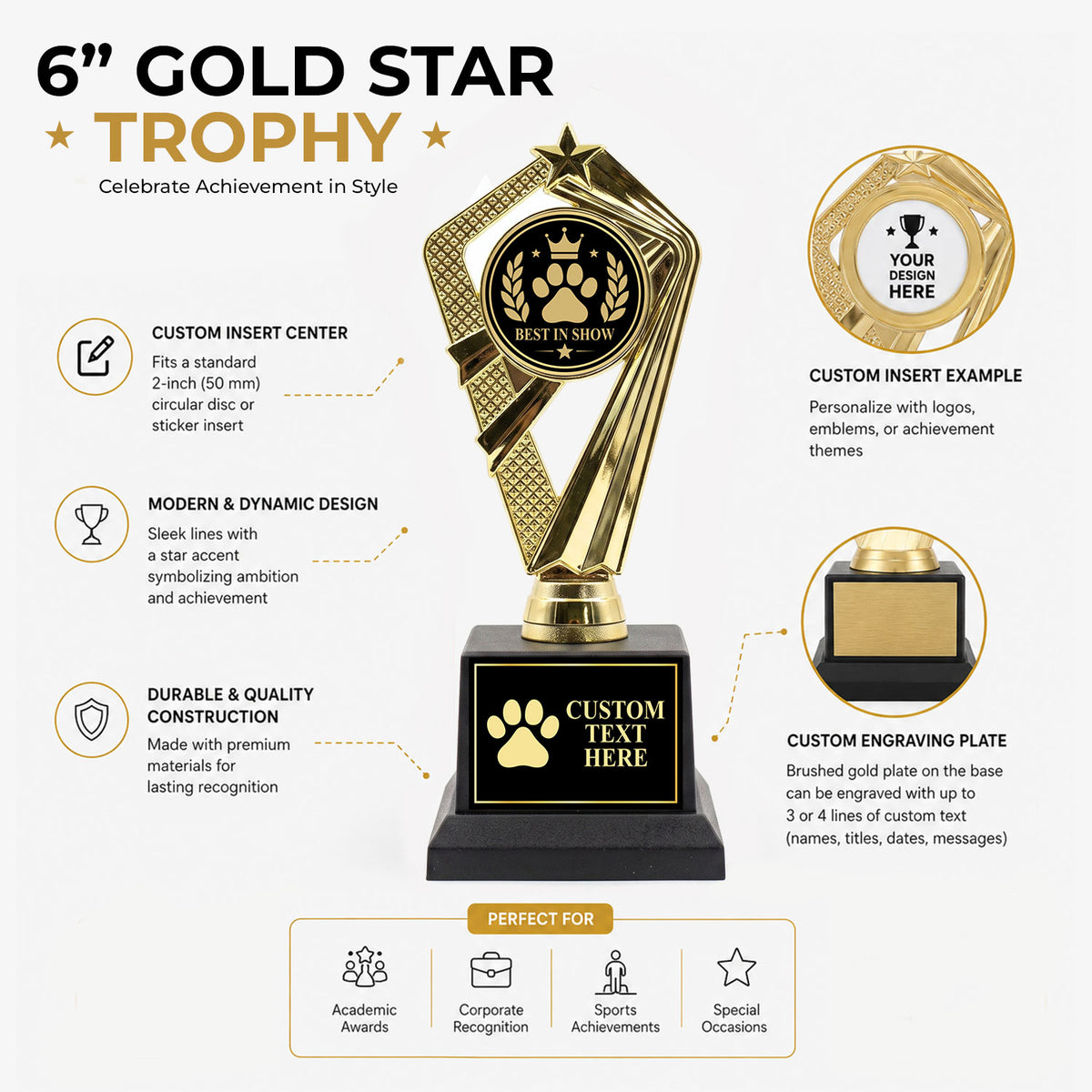 Gaucho Goods Best in Show Trophy, Custom Engraved Pet Award — Personalized Best in Show Award for Dog & Pet Shows