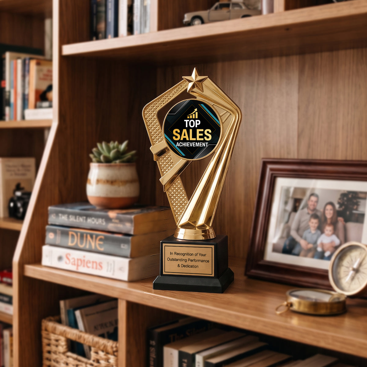 All Quality Top Sales Achievement Trophy, Custom Engraved — Personalized Sales Recognition Award for Top Performers