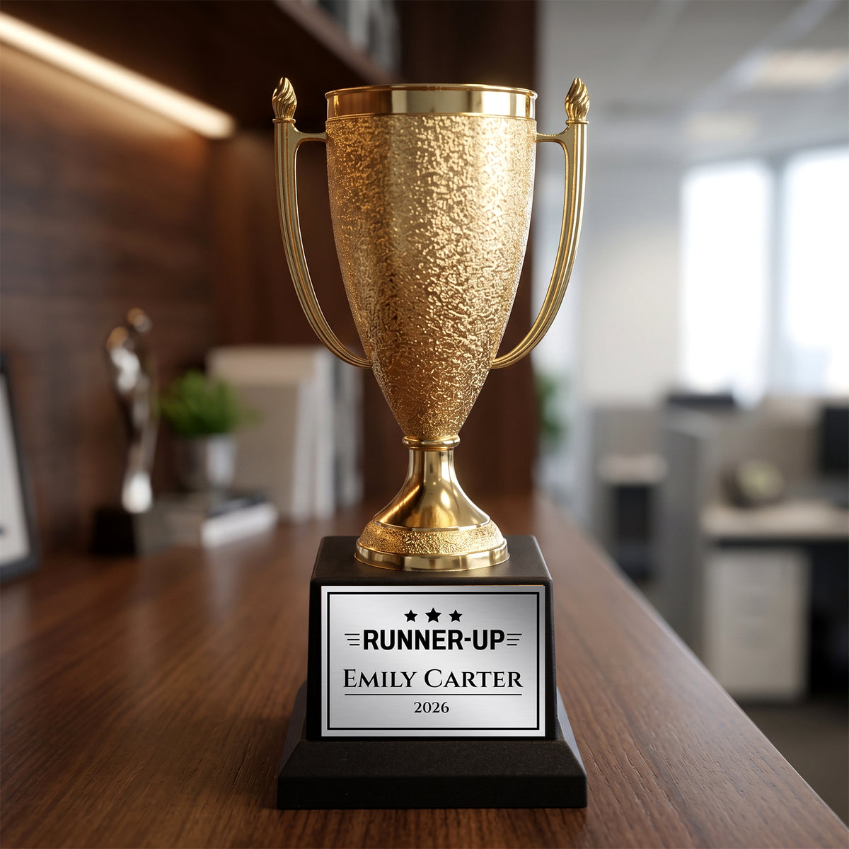 All Quality Runner-Up Cup Trophy, Custom Engraved Gold Cup — Personalized Runner-Up Award for Contests & Competitions