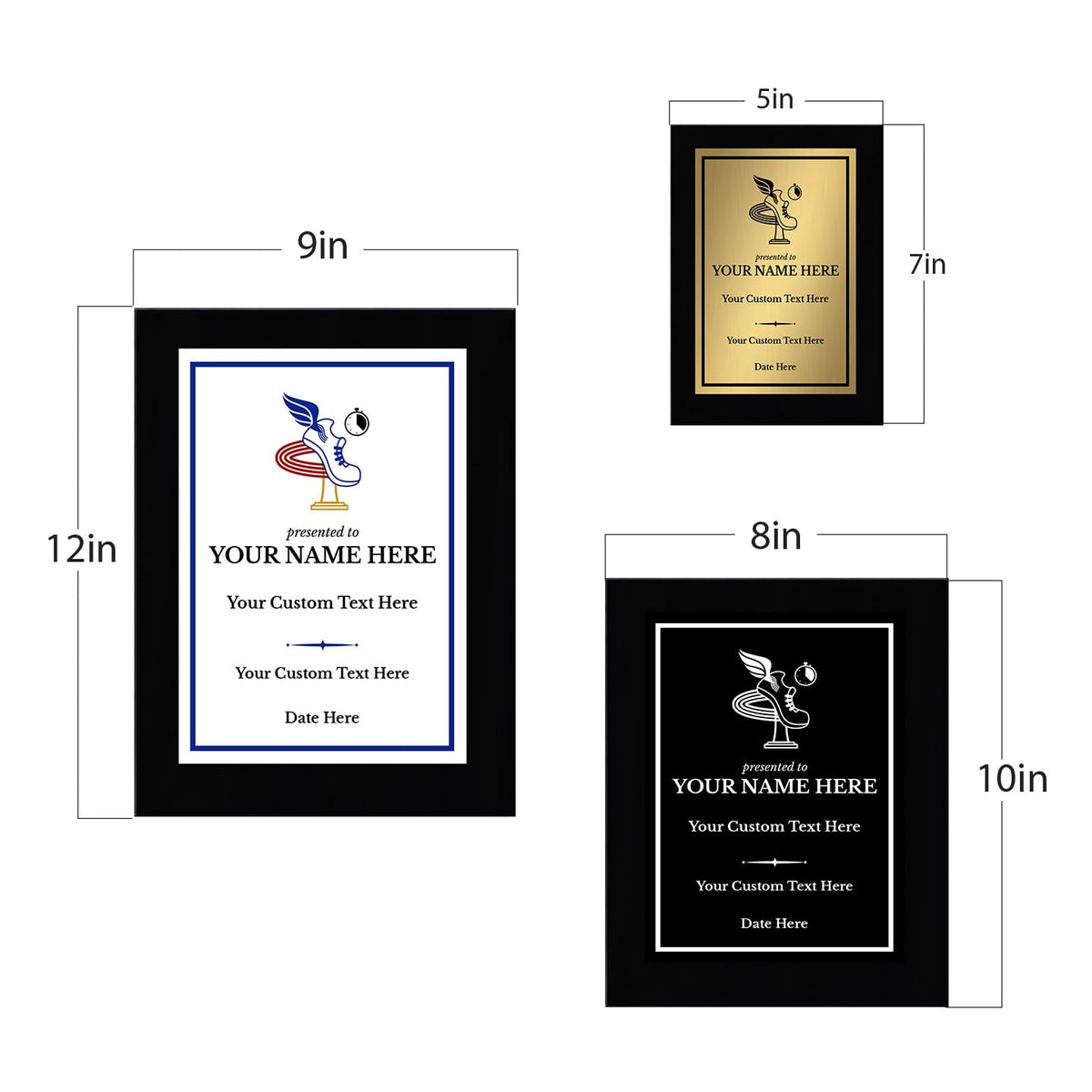 Track and Field Customizable Black Frame Wooden Award Plaque | Easel Mount Option | Achievement and Recognition Personalizable Plaques