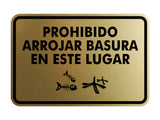 Signs ByLITA Classic Framed Prohibido Arrojar Basura en Este Lugar Graphic Spanish Security Wall or Door Sign
