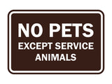 Classic Framed No Pets Except Service Animals Sign
