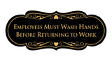 Designer Employees Must Wash Hands Before Returning to work Sign