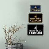 Signs ByLITA Classic Framed Perro Bravo Cuidado Graphic Spanish Security Wall or Door Sign