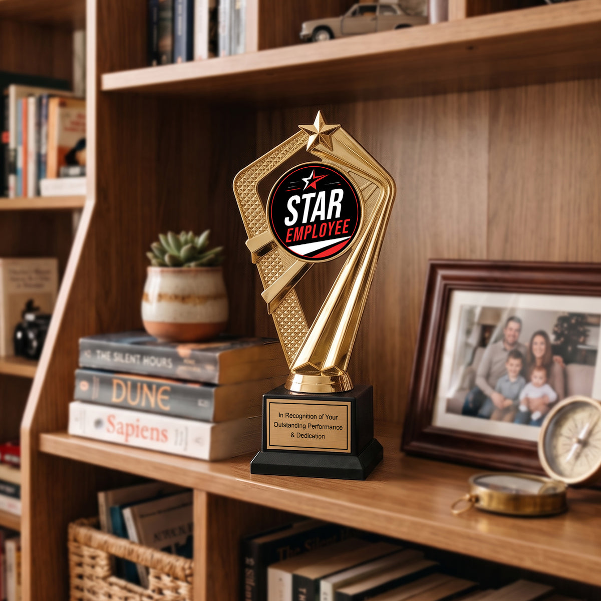 All Quality Star Employee Trophy, Custom Engraved — Personalized Standout-Employee Recognition Award