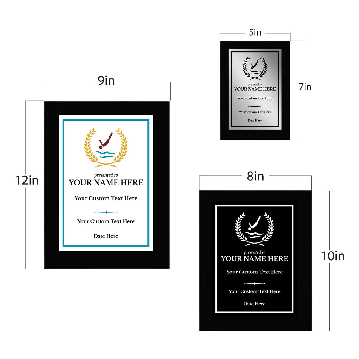 Diving Customizable Black Frame Wooden Award Plaque | Easel Mount Option | Achievement and Recognition Personalizable Plaques | Sports Award