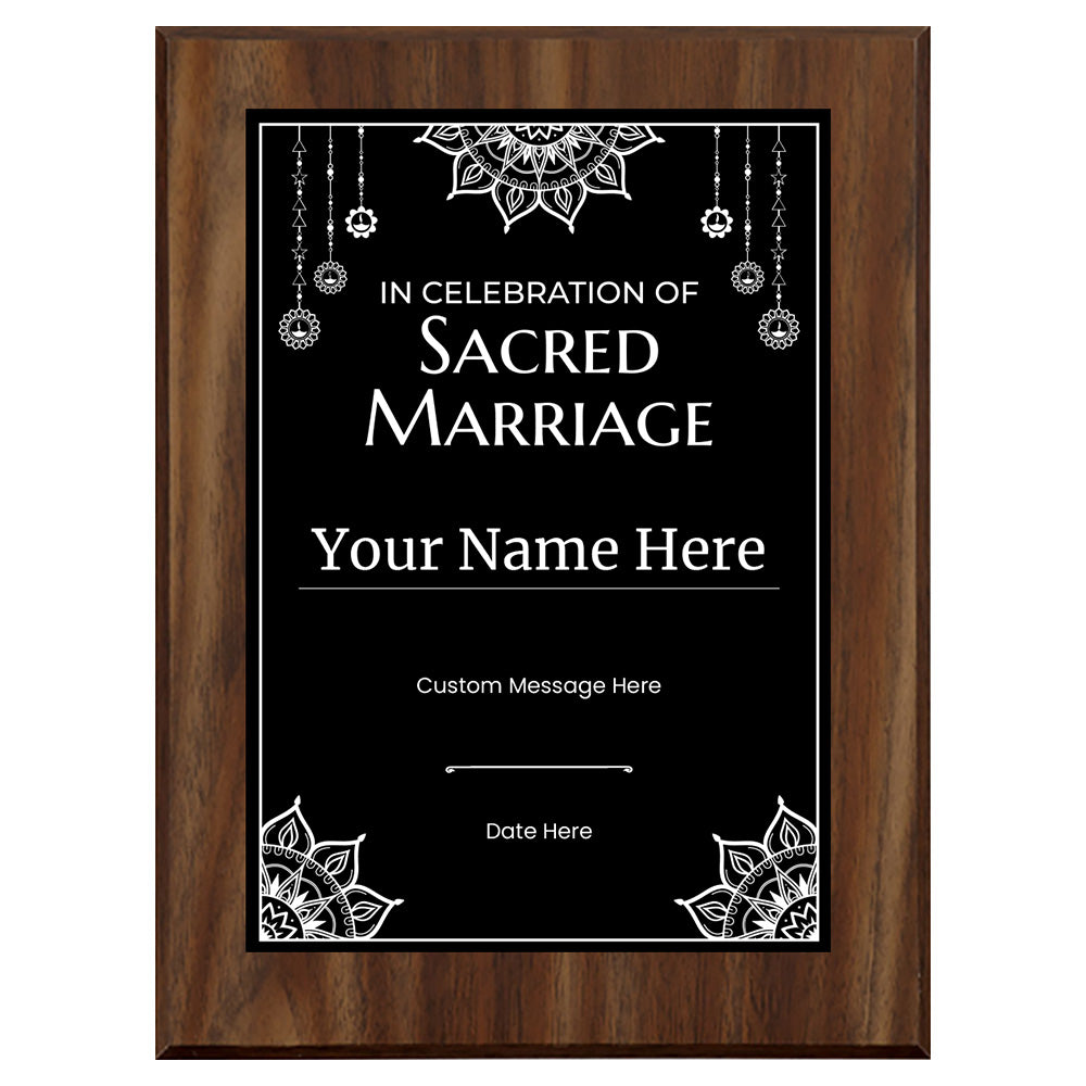 Personalized Vivaha Ceremony Award Plaque, Custom Wooden Wall Plaque with Optional Easel Stand for Hindu Wedding Recognition