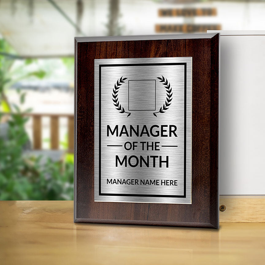 Manager of the Month Award Personalized (Wooden) Wall Plaque With Easel Acrylic Stand | Workplace Recognition Ceremonies Award Plaques