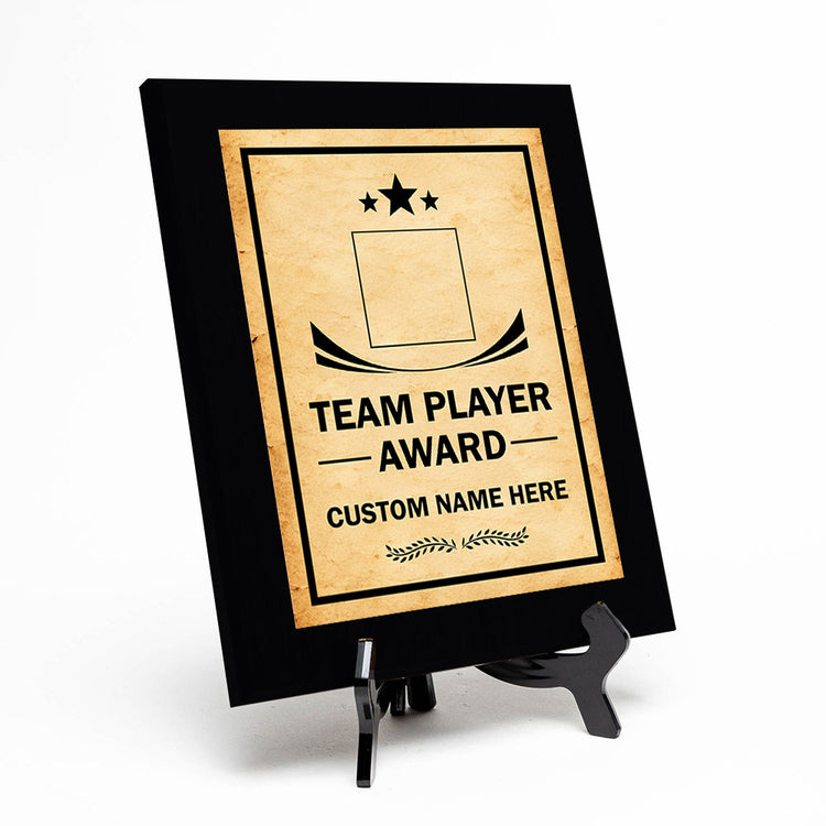 Team Player Award Personalized (Black) Wall Plaque With Easel Acrylic Stand | Workplace Recognition Ceremonies Award Plaques