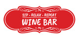 Signs ByLITA Designer Sip, Relax, Repeat: Wine Bar Durable ABS Plastic Laser Engraved Easy Installation Elegant Design Wall or Door Sign