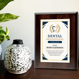 Dental Professional Award Personalized Wall Plaque With Easel Acrylic Stand | Professional/Industry Recognition Award Plaques