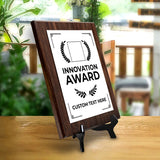 Innovation Award Award Personalized (Wooden) Wall Plaque With Easel Acrylic Stand | Workplace Recognition Ceremonies Award Plaques
