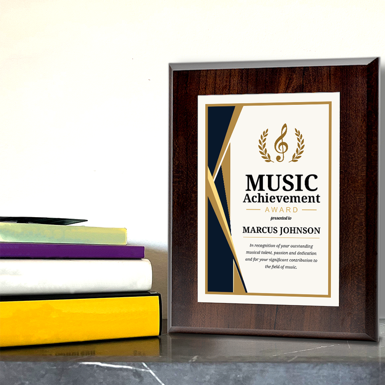 Music Achievement Award' Personalized Wall Plaque With Easel Acrylic Stand | Professional/Industry Recognition Award Plaques