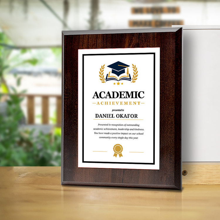 Academic Achievement' Award Personalized Wall Plaque With Easel Acrylic Stand | Education Recognition School Award Plaques