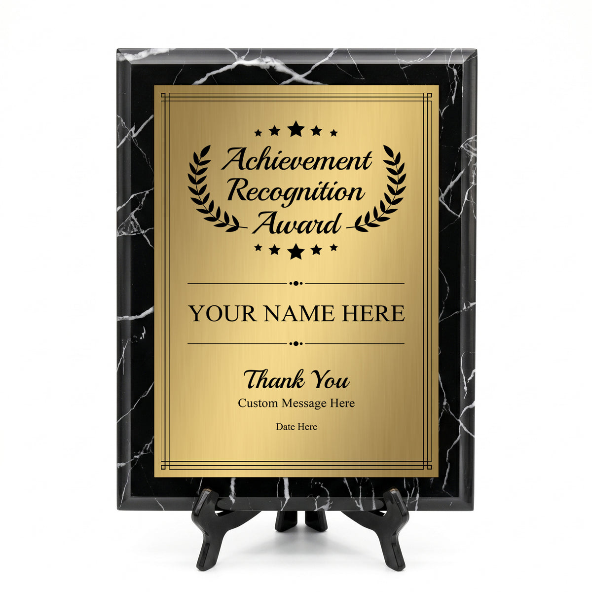 Personalized Award & Recognition Marble Effect Wall Plaques, Custom Plaques with Optional Easel Stand for Ceremonies, Achievements & Tributes