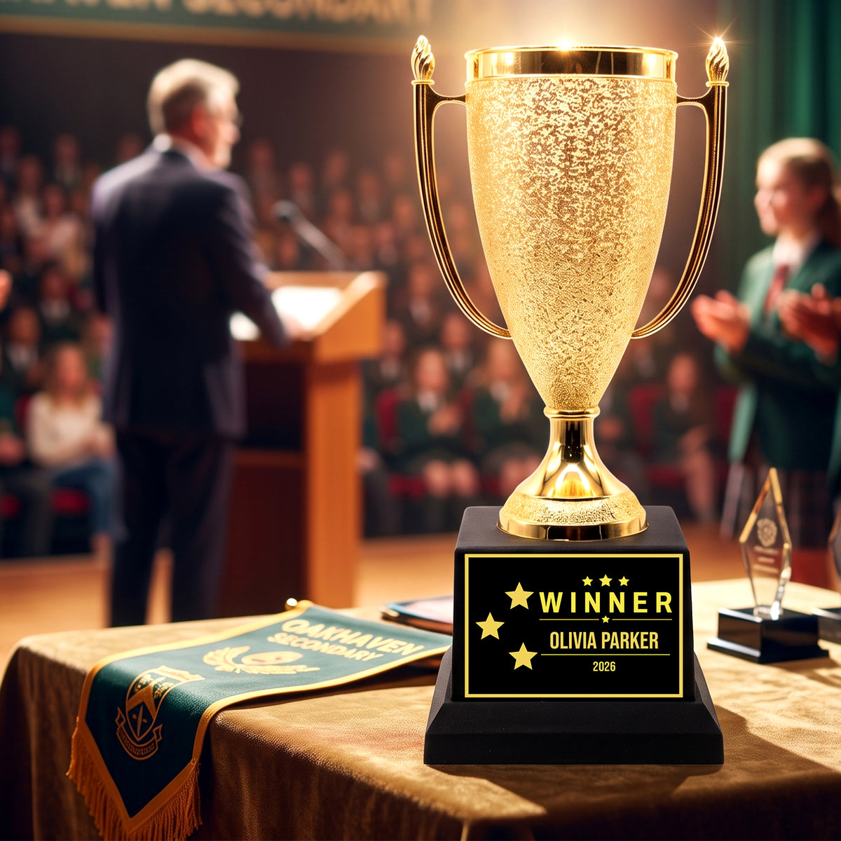 All Quality Winner Cup Trophy, Custom Engraved Gold Cup — Personalized Winner Award for Contests, Games & Competitions