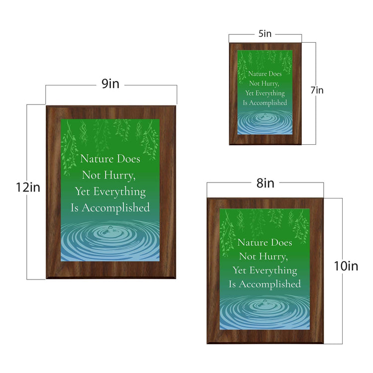 Nature Does Not Hurry, Yet Everything Is Accomplished Decorative Wall Plaque With Easel Acrylic Stand | Buddhist/Foreign Quotes