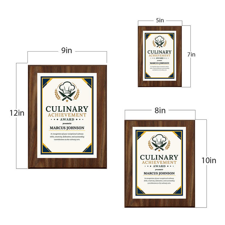 Culinary/Chef Achievement' Award Personalized Wall Plaque With Easel Acrylic Stand | Professional/Industry Recognition Award Plaques