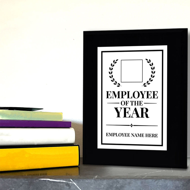 Employee of the Year Award Personalized (Black) Wall Plaque With Easel Acrylic Stand | Workplace Recognition Ceremonies Award Plaques