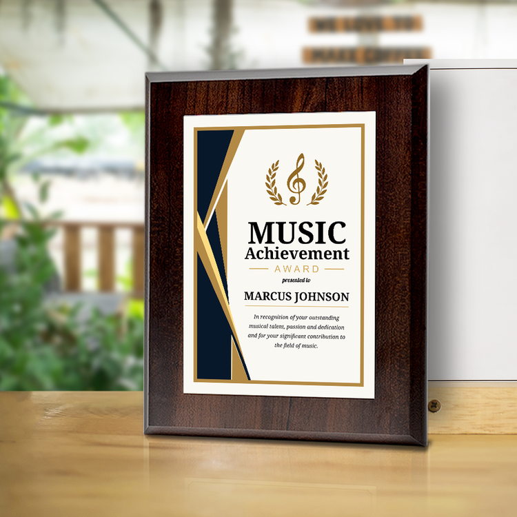 Music Achievement Award' Personalized Wall Plaque With Easel Acrylic Stand | Professional/Industry Recognition Award Plaques