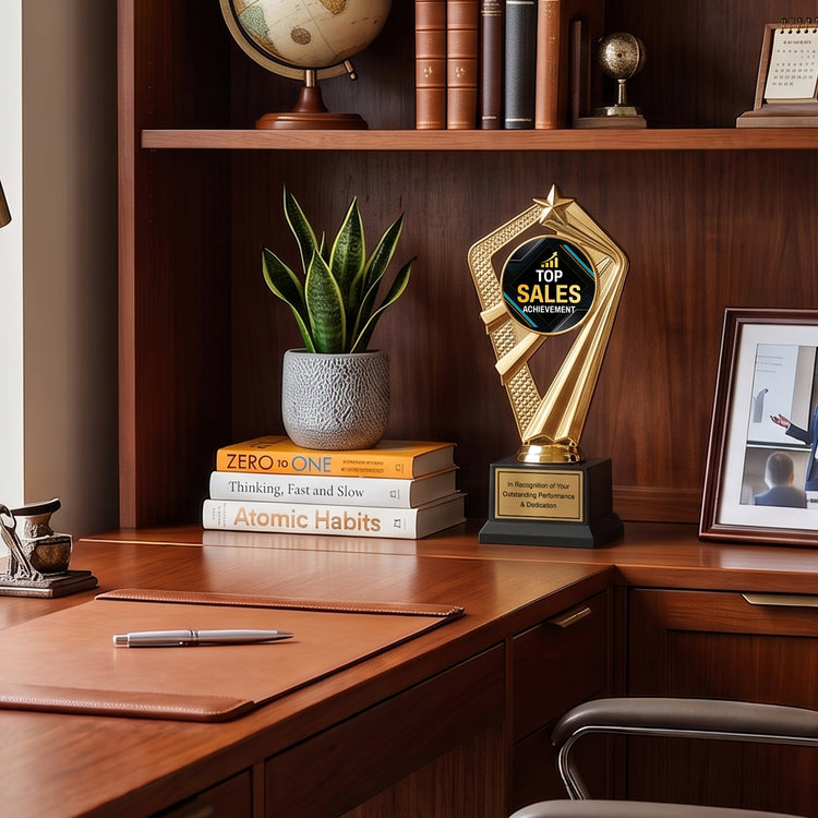 All Quality Top Sales Achievement Trophy, Custom Engraved — Personalized Sales Recognition Award for Top Performers
