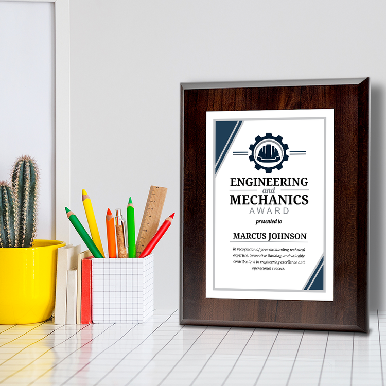 Engineering and Mechanics' Award Personalized Wall Plaque With Easel Acrylic Stand | Professional/Industry Recognition Award Plaques