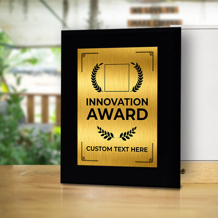 Innovation Award Award Personalized (Black) Wall Plaque With Easel Acrylic Stand | Workplace Recognition Ceremonies Award Plaques