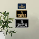 Signs ByLITA Classic Framed Perro Bravo Cuidado Graphic Spanish Security Wall or Door Sign