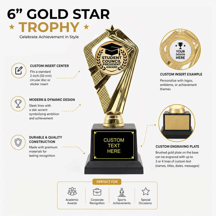 Student & Team Leadership Trophy Awards (President, Captain) - Engraved