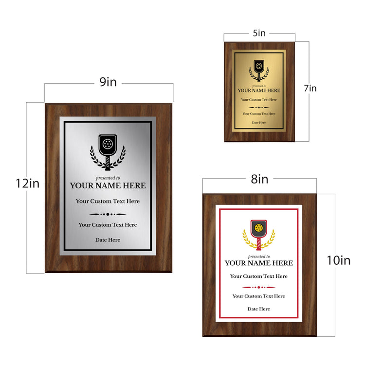 Pickleball Competition Custom Award Plaque | Easel Mount Option | Achievement and Recognition Personalizable Plaques