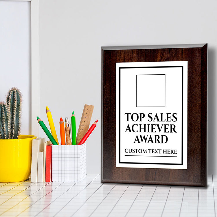 Top Sales Achiever Award Personalized (Wooden) Wall Plaque With Easel Acrylic Stand | Workplace Recognition Ceremonies Award Plaques