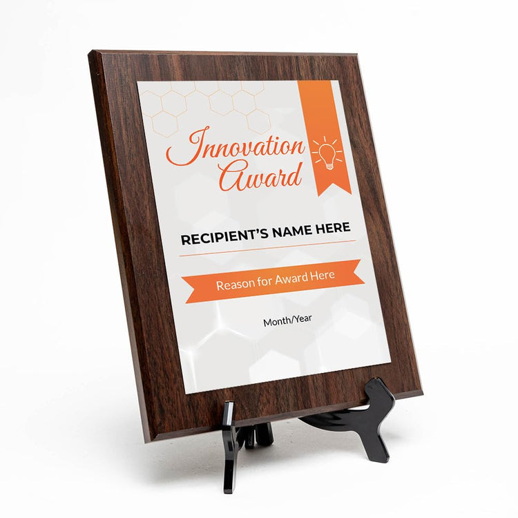 Innovation Award (Wooden) Wall Plaque With Easel Acrylic Stand | Certificates & Achievements Personalized Wall Prints (Plaques)