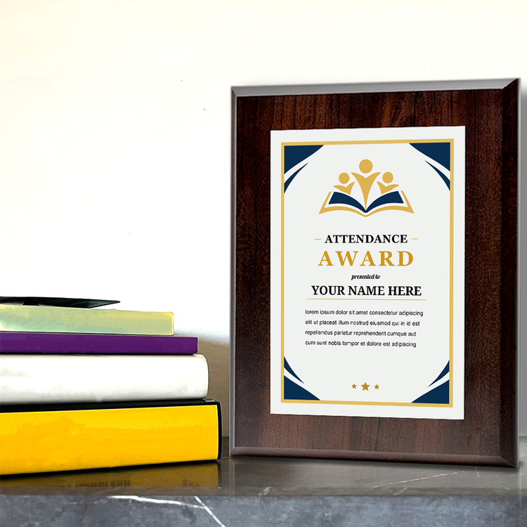 Attendance Award' Award Personalized Wall Plaque With Easel Acrylic Stand | Education Recognition School Award Plaques