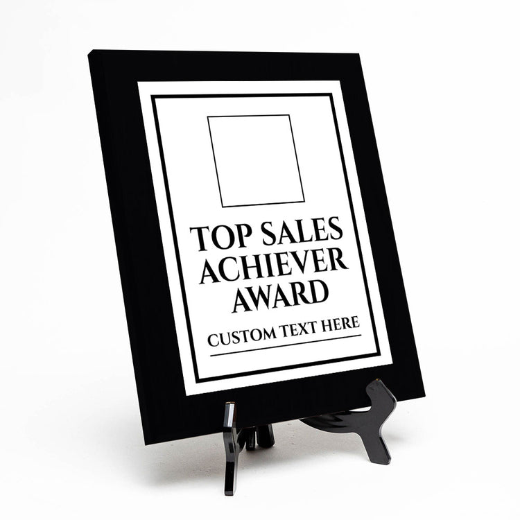 Top Sales Achiever Award Personalized (Black) Wall Plaque With Easel Acrylic Stand | Workplace Recognition Ceremonies Award Plaques