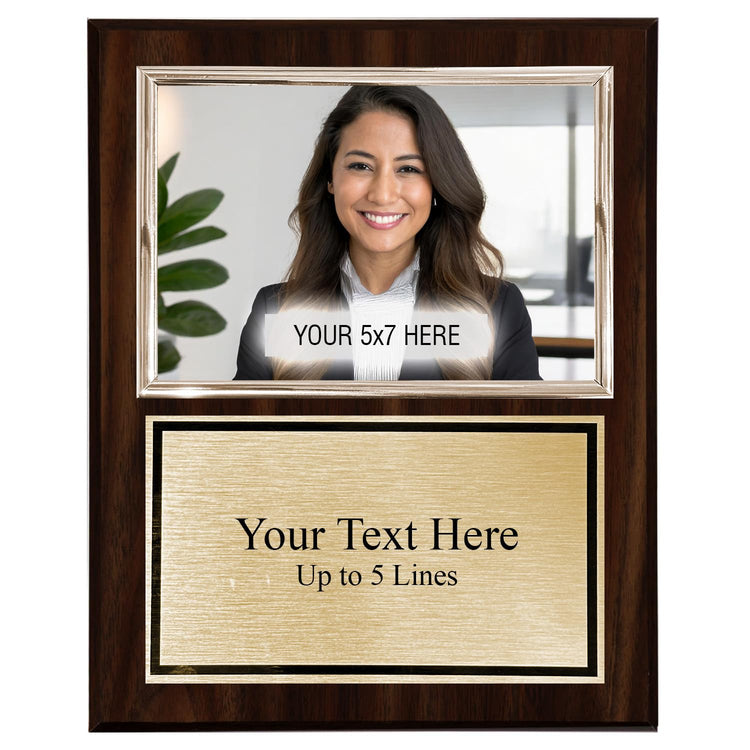 Personalized Wooden Photo Plaque - Horizontal Picture Holder - Custom Text on Plate