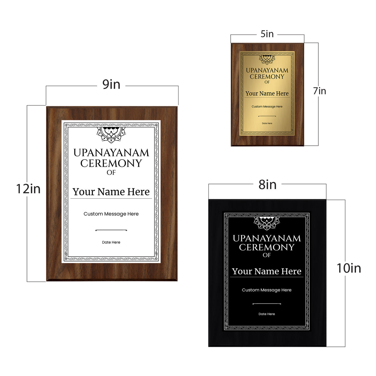 Personalized Upanayanam Ceremony Award Plaque, Custom Wooden Wall Plaque with Optional Easel Stand for Sacred Thread Ceremony
