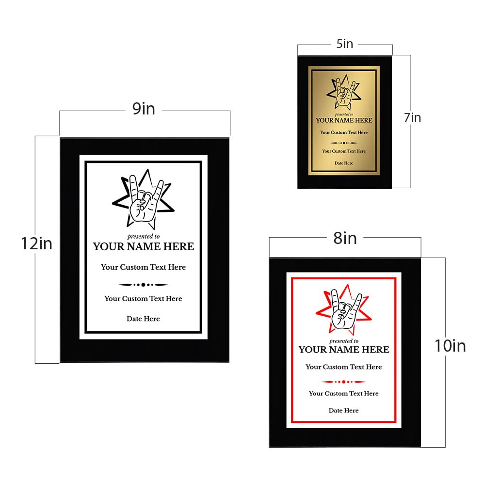 Rock and Roll Novelty Funny Customizable Black Frame Award Plaque | Easel Mount Option | Funny Parody Achievement Personalizable Plaques