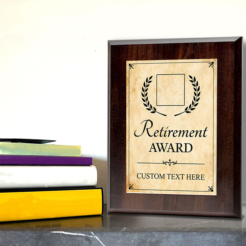 RetirementAward Personalized (Wooden) Wall Plaque With Easel Acrylic Stand | Workplace Recognition Ceremonies Award Plaques