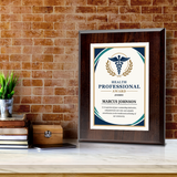 Health Professional Award Personalized Wall Plaque With Easel Acrylic Stand | Professional/Industry Recognition Award Plaques