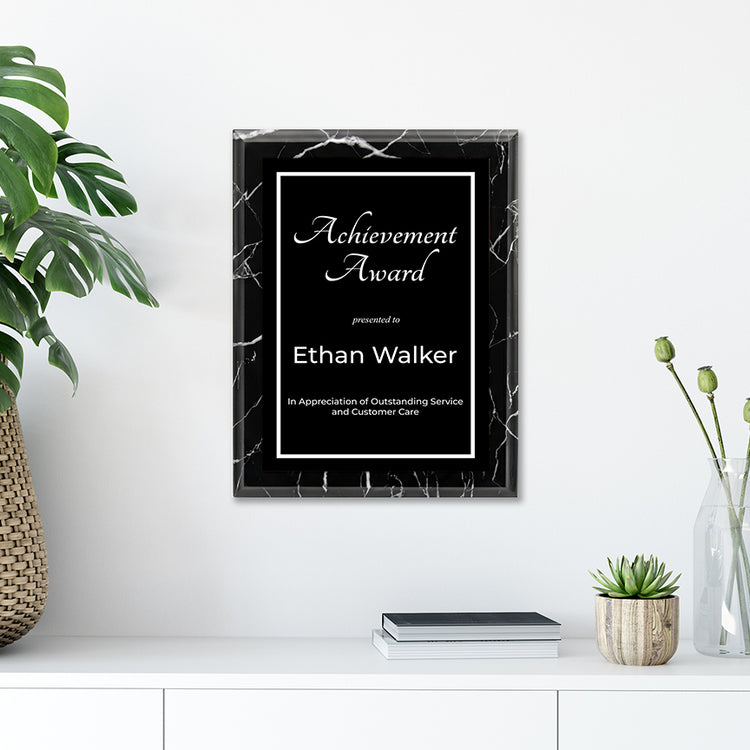 Personalized Award & Recognition Marble Effect Wall Plaques, Custom Plaques with Optional Easel Stand for Ceremonies, Achievements & Tributes