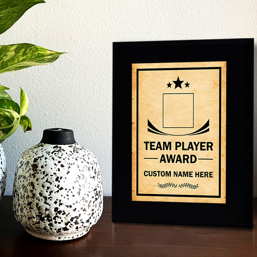 Team Player Award Personalized (Black) Wall Plaque With Easel Acrylic Stand | Workplace Recognition Ceremonies Award Plaques